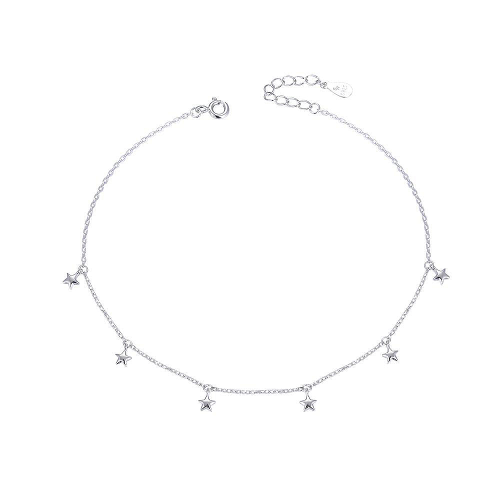 Ciana Silver Star Charms Bracelet with Rolo Chain
