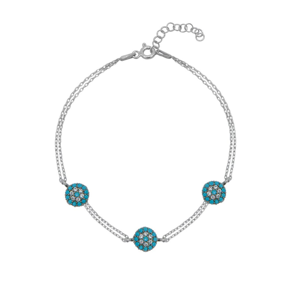 Clarity Flower Turquoise Silver Bracelet For Women