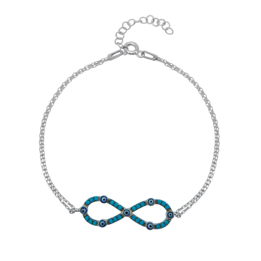 Cruella Turquoise Infinity Charm with Double Rolo Chain 925 Sterling Silver Bracelet Philippines | Silverworks