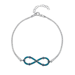 Cruella Turquoise Infinity Charm with Double Rolo Chain 925 Sterling Silver Bracelet Philippines | Silverworks