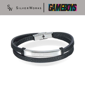 Gameboys Collection Black Engravable Endearment "Baby ni ____" Stainless Steel Hypoallergenic Bracelet Philippines | Silverworks
