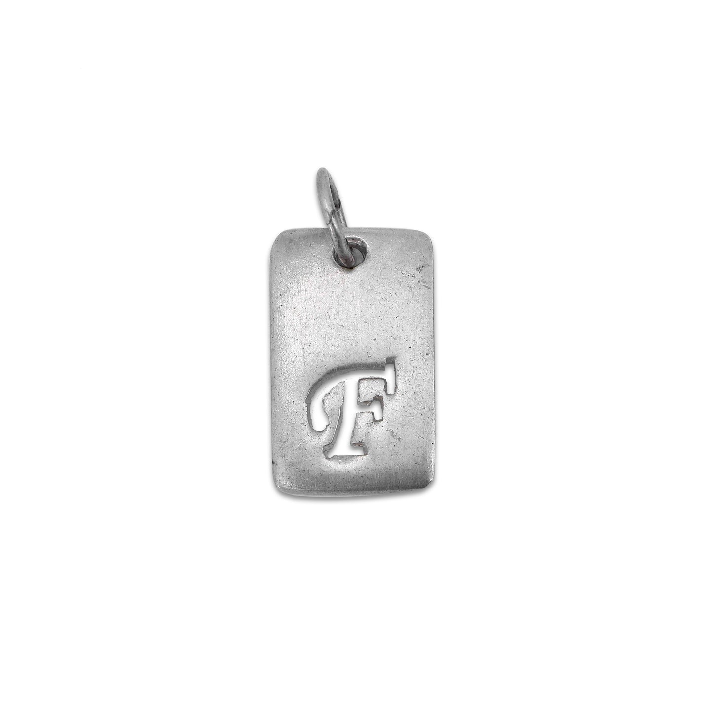 Dorian Dogtag F Engraved 925 Sterling Silver Pendant | SilverWorks