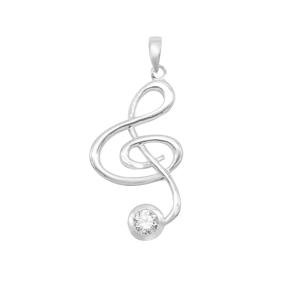 Adrienne Silver G Clef Charm with Cubic Zirconia