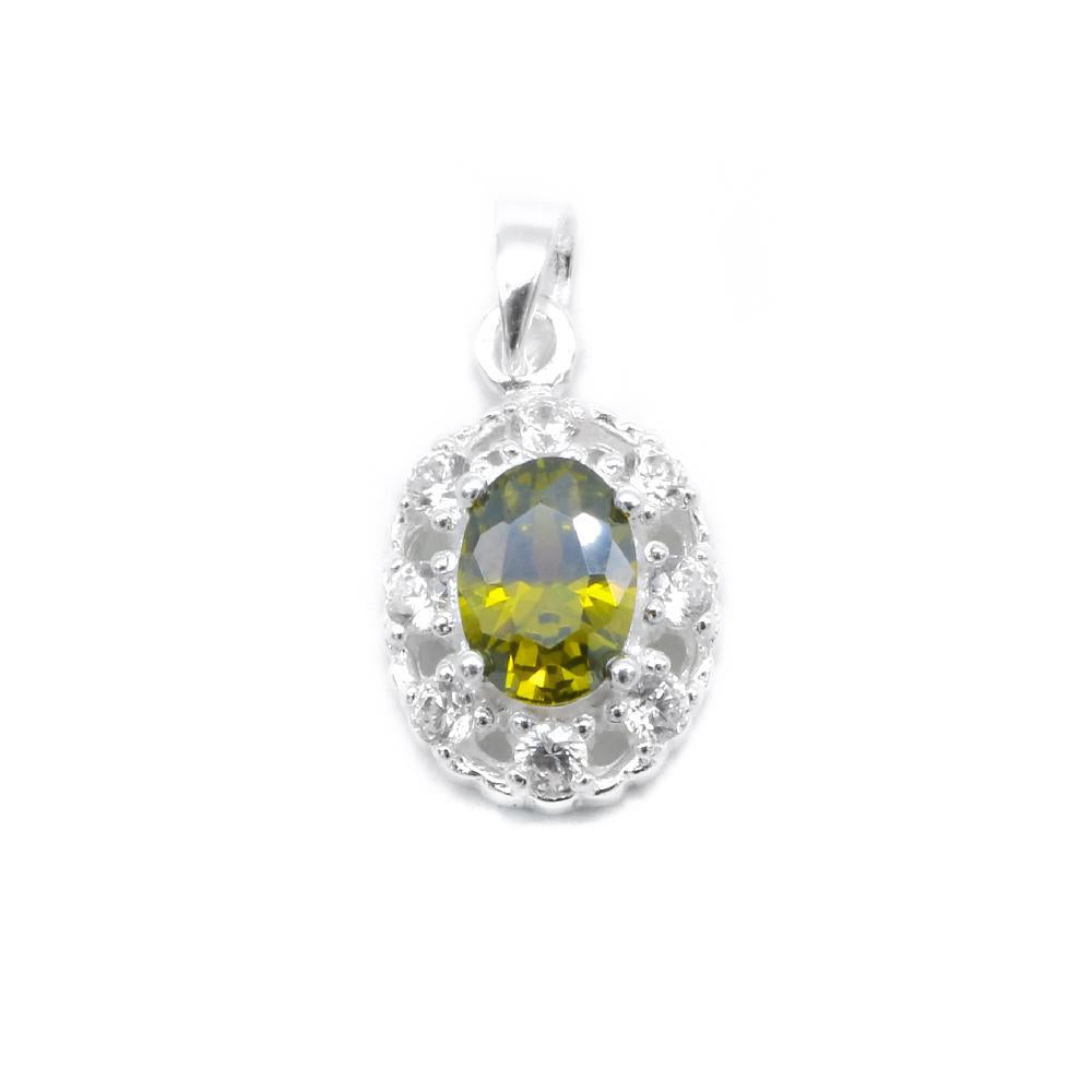 Alyanna Silver Oval Charm with Simulated Diamonds