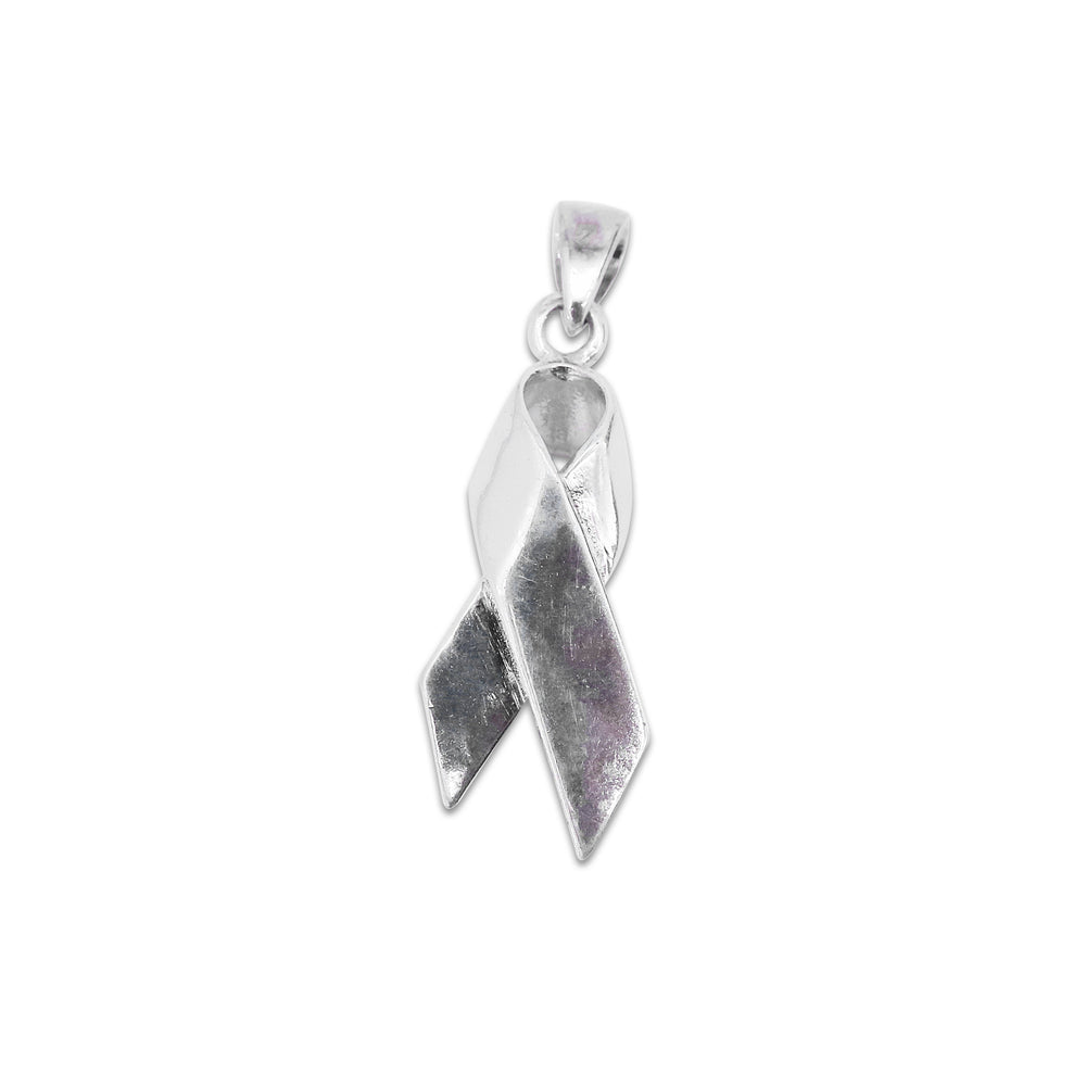 Cancer Ribbon 925 Sterling Silver Pendant | SilverWorks