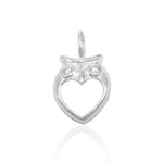 Aleena Owl with Open Heart Design Zirconia Eyes Silver Pendant