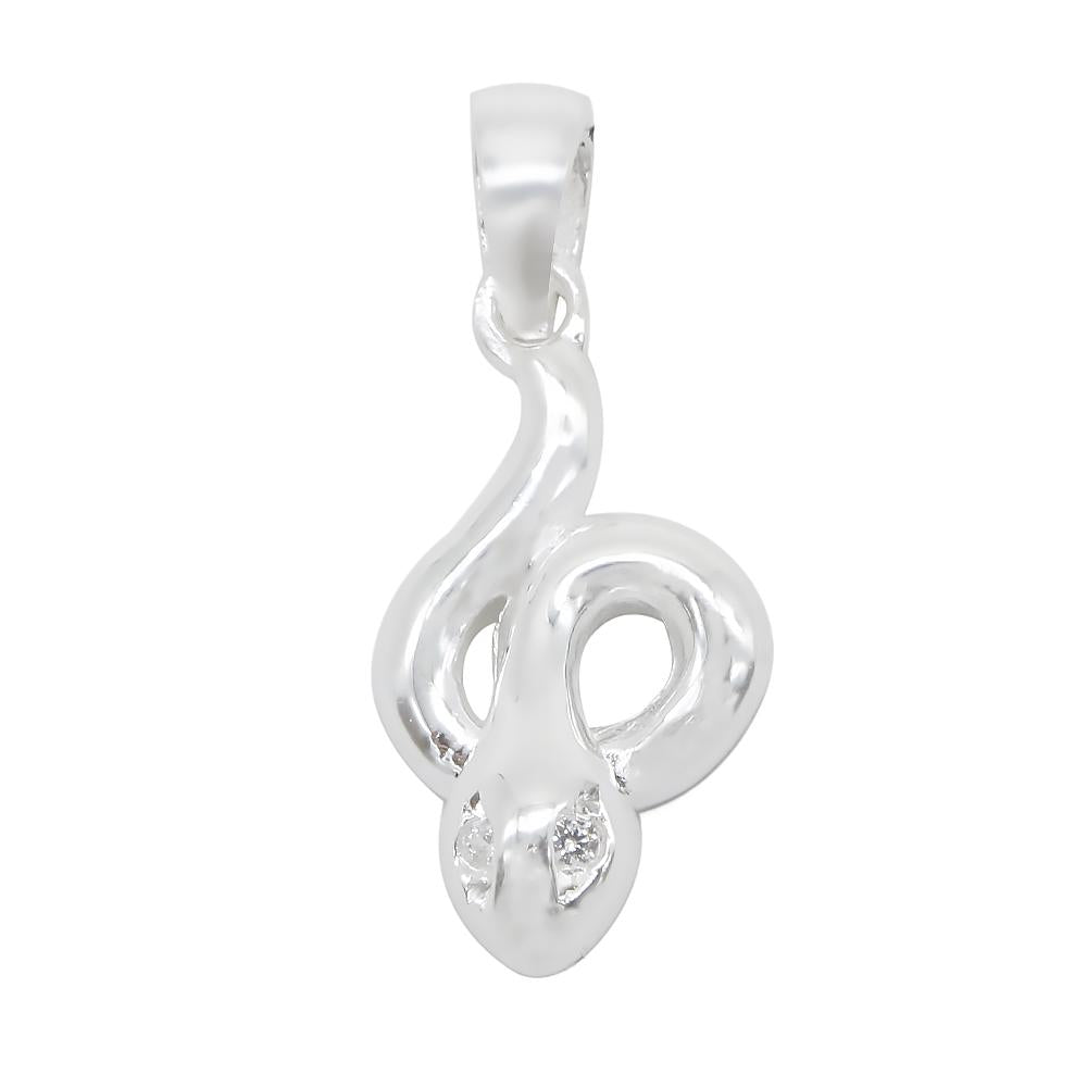 Arradine Snake Silver Charm with Cubic Zirconia