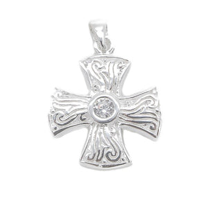 
                
                    Load image into Gallery viewer, Akasha Silver Cross Charm with Cubic Zirconia 925 Sterling Silver Charms and Pendants Philippines | Silverworks
                
            