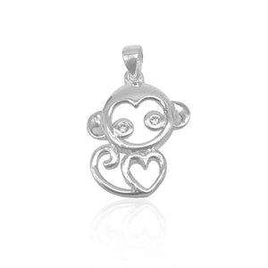 Adelina Open Monkey with Heart Pendant 925 Sterling Silver Necklace Philippines  | Silverworks