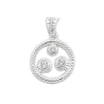 Alanna Snake Sketch Halo with Round Cubic Zirconia Silver Pendant