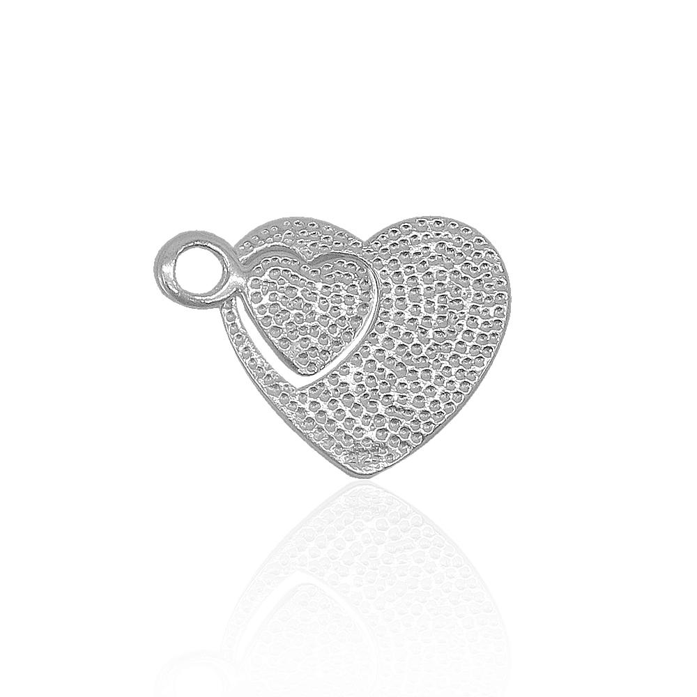 Astrid 2 in 1 Hammered Heart 925 Sterling Silver Charm Pendant | SilverWorks
