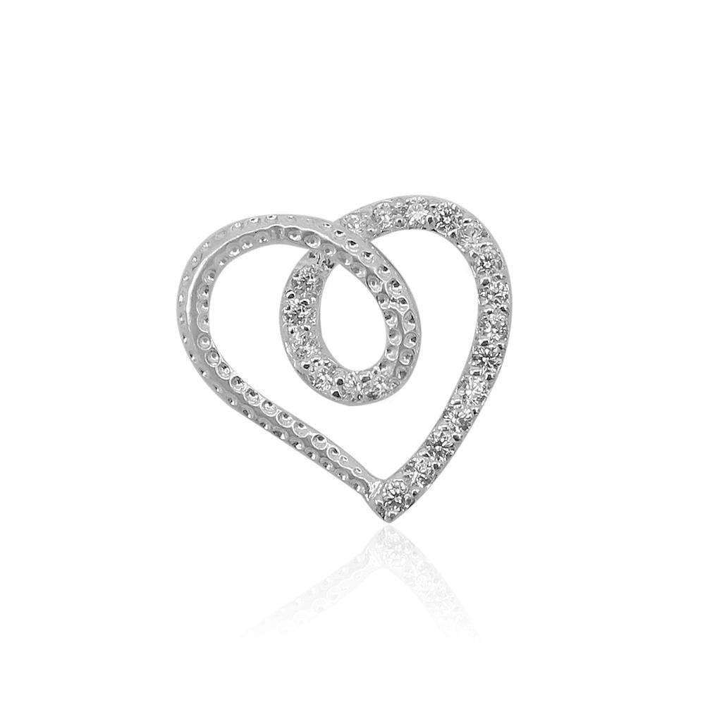 Half Hammered and CZ Swirl Heart 925 Sterling Silver Charm Philippines | Silverworks