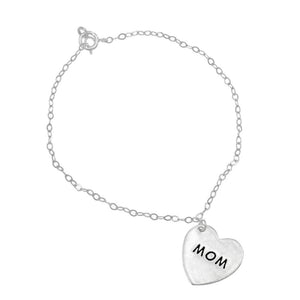 Crane Engraved Mom Heart with Anchor Chain 925 Sterling Silver Charm Bracelet Philippines | Silverworks