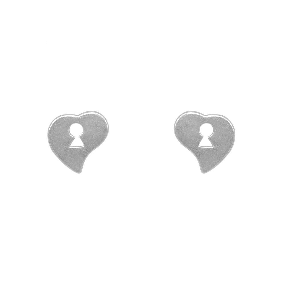 
                
                    Load image into Gallery viewer, Malang Heart with Key Hole 925 Sterling Silver Stud Earrings Philippines | Silverworks
                
            