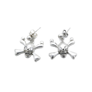 Magda Ball Post Nut with Skull Zirconia in Eyes 925 Sterling Silver Earrings Philippines | Silverworks