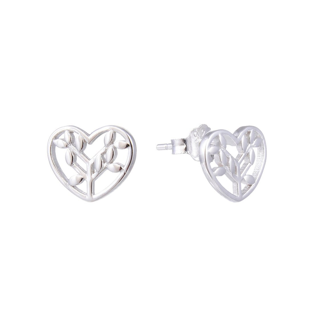 
                
                    Load image into Gallery viewer, Mikelle Leaf in Cut Out Heart Stud 925 Sterling Silver Earrings Philippines | Silverworks
                
            