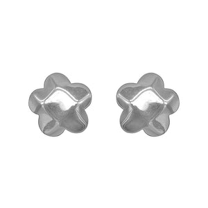 Narcissa Silver Hammered Flower with Cubic Zirconia 925 Sterling Silver Stud Earrings Philippines | Silverworks