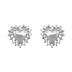 Noralie Heart Silver Stud Earrings with Cubic Zirconia
