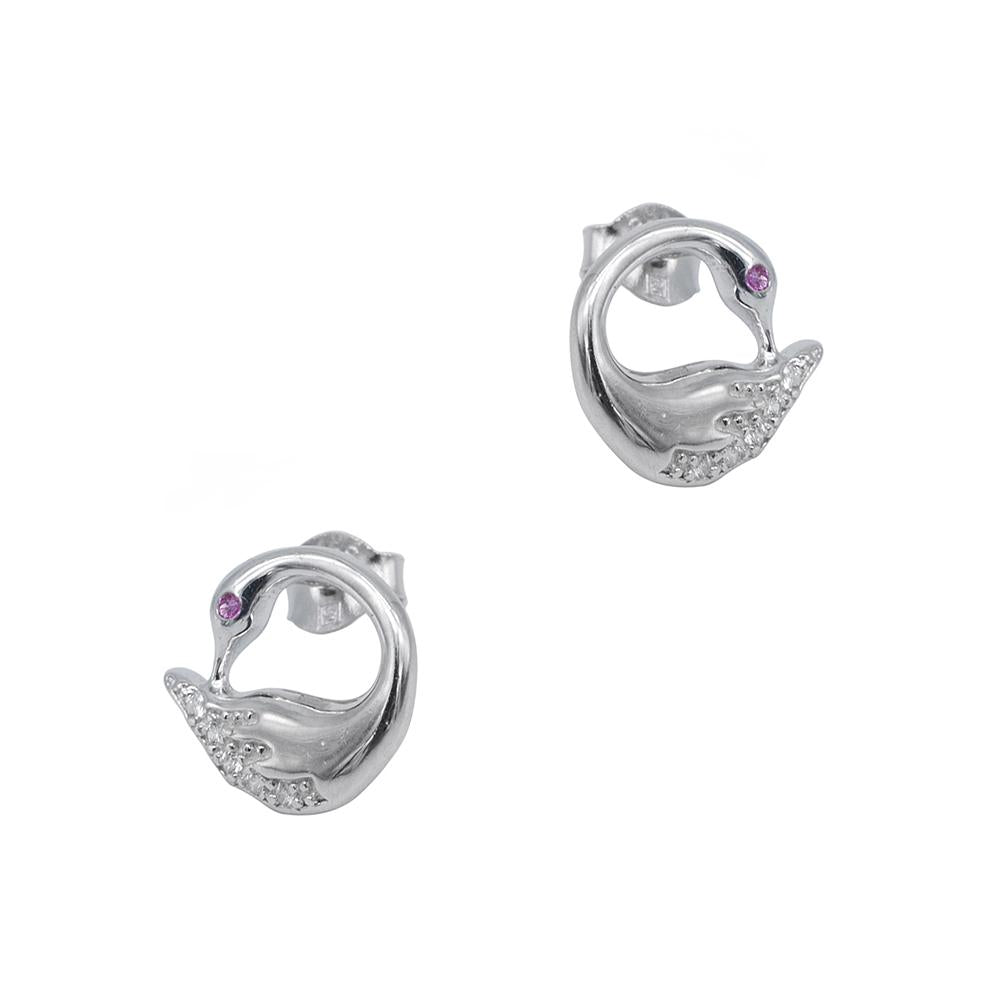 Nichelle Swan with Cubic Zirconia 925 Sterling Silver Stud Earrings Philippines | Silverworks
