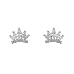 Normandy Crown Silver Stud Earrings Women with Cubic Zirconia