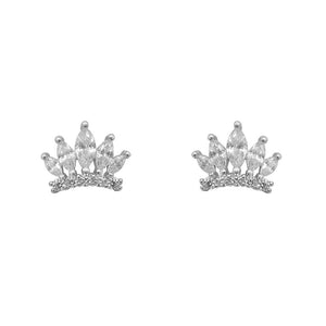 Normandy Crown Stud Women with Cubic Zirconia 925 Sterling Silver Earrings Philippines | Silverworks