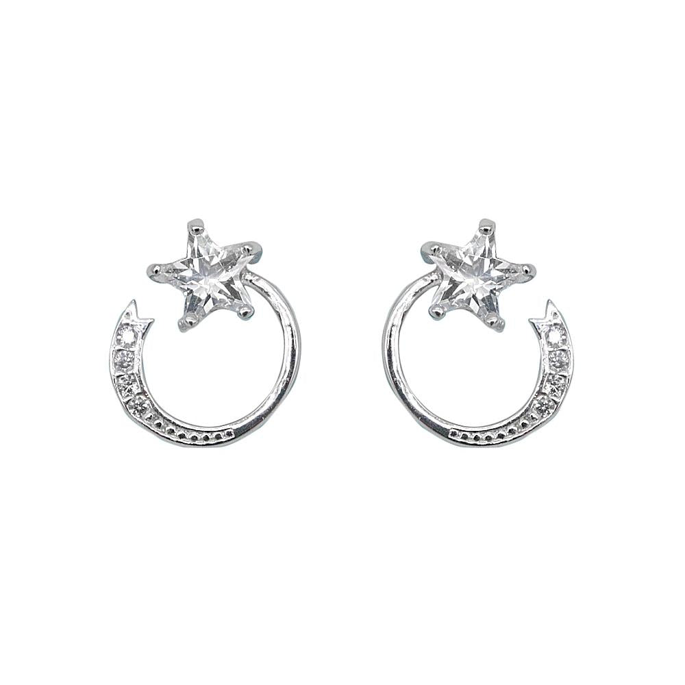 Maisie Moon and Star Silver Stud Earrings