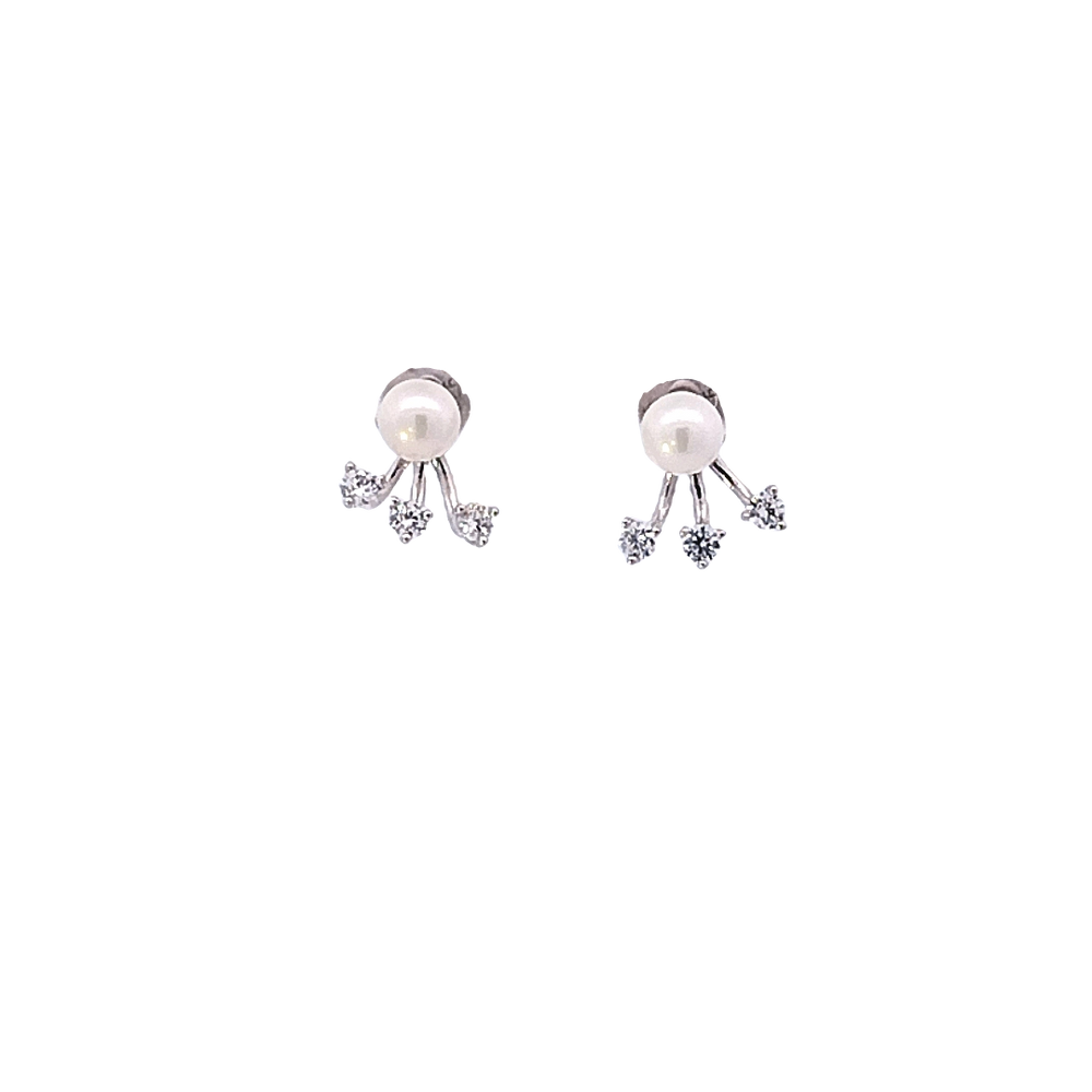 Madyson Two Way Pearl Jacket Silver Earrings