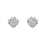 Malka Heart with Ribbon Silver Stud Earrings