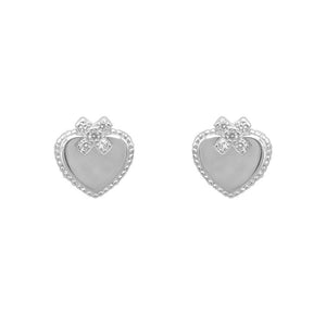 Malka Heart with Ribbon 925 Sterling Silver Stud Earrings Philippines | Silverworks
