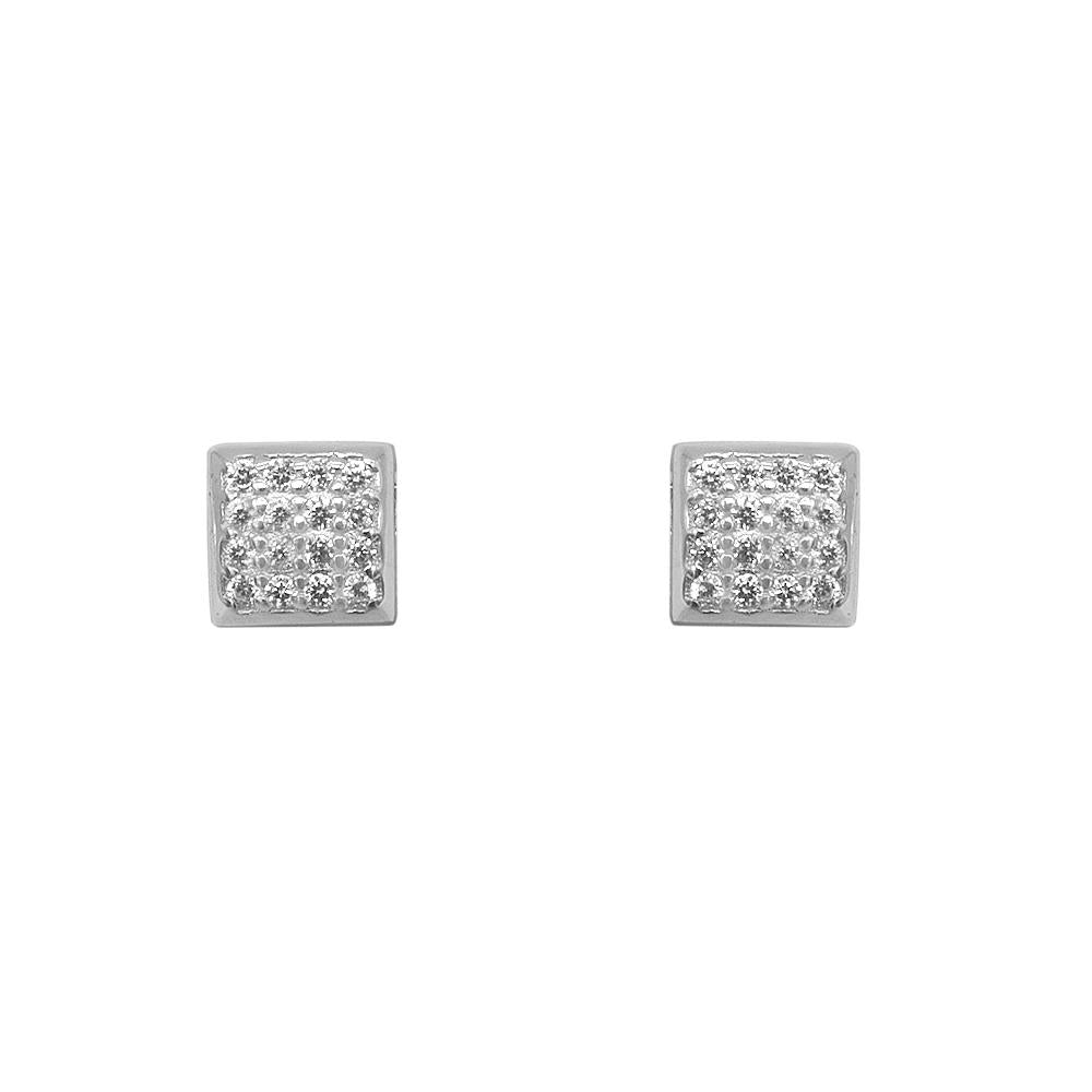Nelda Pave Square Stud with Zirconia Stones 925 Sterling Silver Earrings Philippines | Silverworks