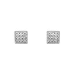 Nelda Pave Square Silver Stud Earrings with Zirconia Stones
