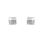 Neith Hammered Square Silver Stud Earrings