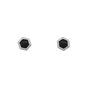 Nirma Hexagon Stud with Onyx Stones 925 Sterling Silver Earrings Philippines | Silverworks