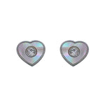 Nannie Heart Silver Stud Earrings with Pearls and Zirconia Stones