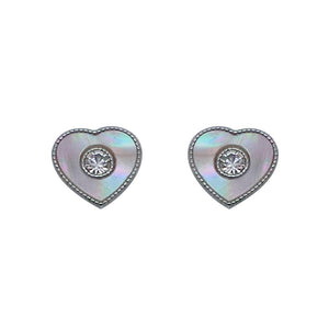 Nannie Heart with Pearls and Zirconia Stones 925 Sterling Silver Stud Earrings Philippines | Silverworks