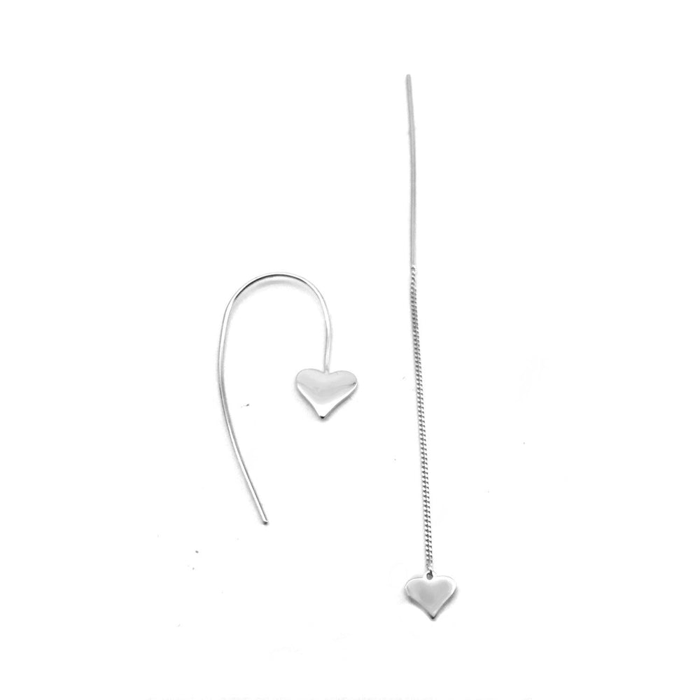 Jaziah Mismatched Heart 925 Sterling Silver Dangling Earrings