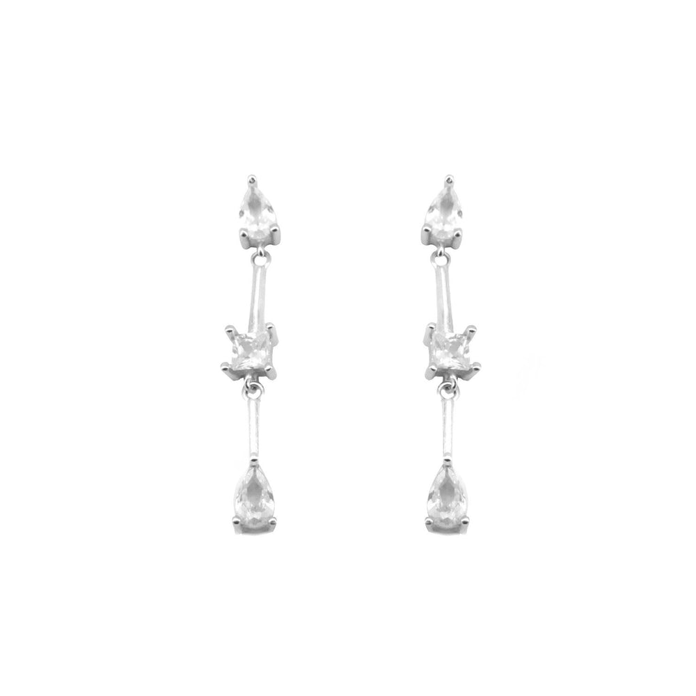 Teardrop and 4 Prong Cubic Zirconia Drop Earrings