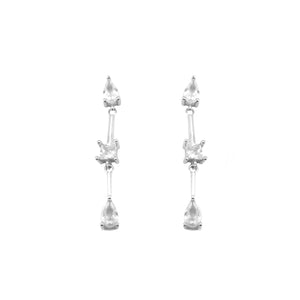 Teardrop and 4 Prong Cubic Zirconia Drop 925 Sterling Silver Earrings Philippines | Silverworks