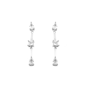 
                
                    Load image into Gallery viewer, Teardrop and 4 Prong Cubic Zirconia Drop 925 Sterling Silver Earrings Philippines | Silverworks
                
            