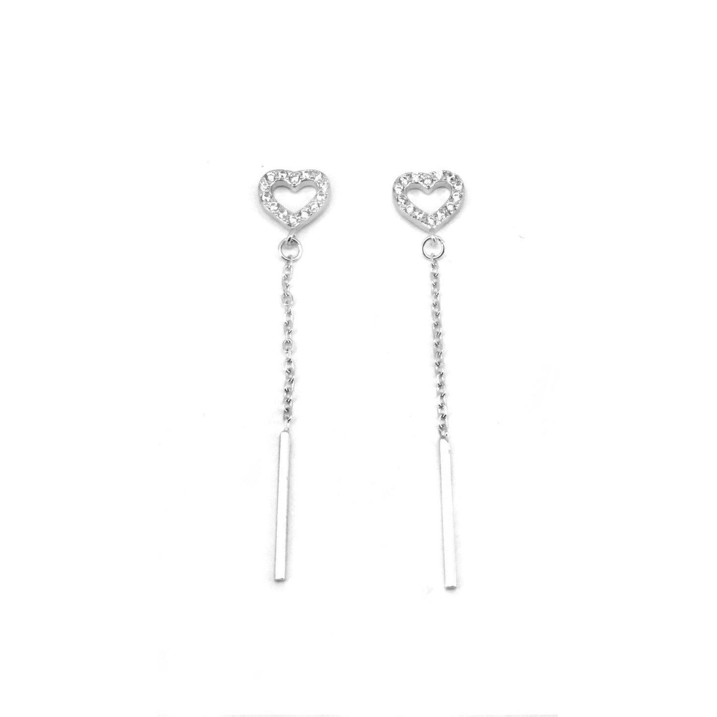 Open Heart with Drop Bar 925 Sterling Silver Earrings Philippines