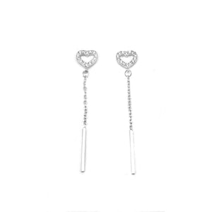 Open Heart with Drop Bar 925 Sterling Silver Earrings Philippines | Silverworks