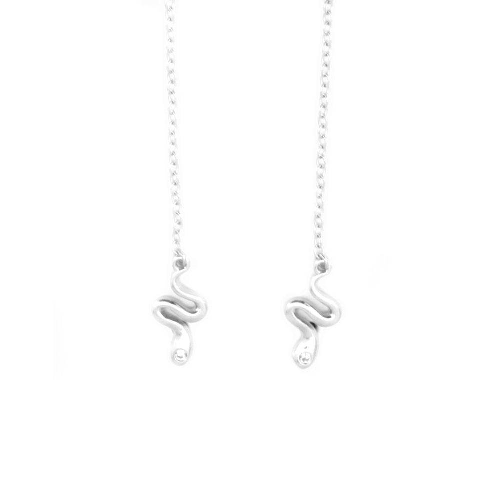 Chained Slithering Snake 925 Sterling Silver Earrings Philippines | Silverworks