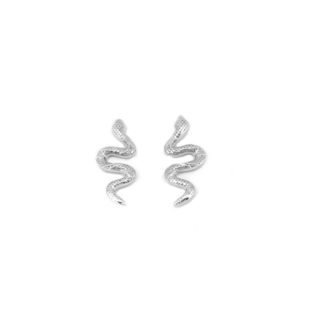 Slithering Snake with Zirconia Eyes Stud 925 Sterling Silver Earrings Philippines | Silverworks