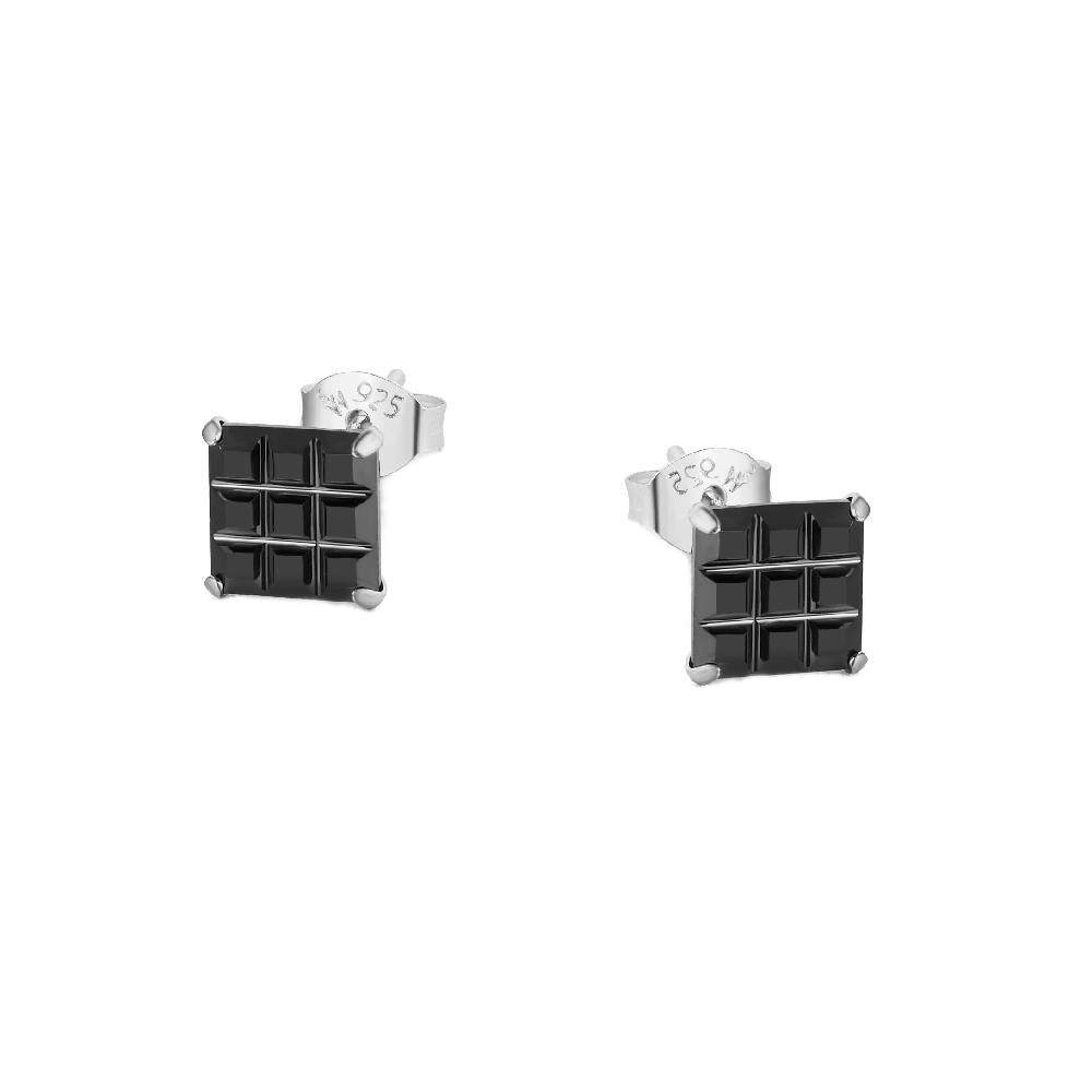 Mal Black Onyx Square Cut 925 Sterling Silver Stud Earrings Philippines | Silverworks