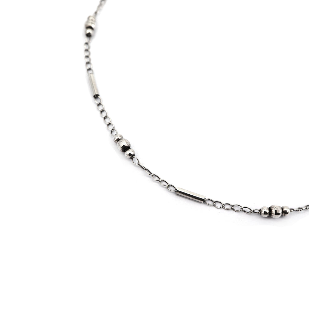 Aslah Alternate Bar & Beads 925 Sterling Silver Chain Necklace | SilverWorks