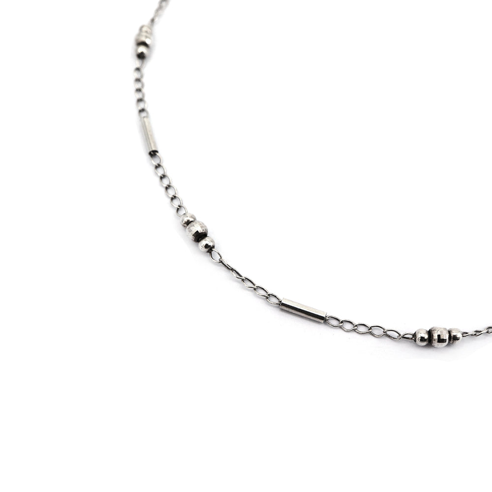 Alternate Bar and Beads in Rolo Chain Necklace Stainless Steel Necklace Philippines | Silverworks