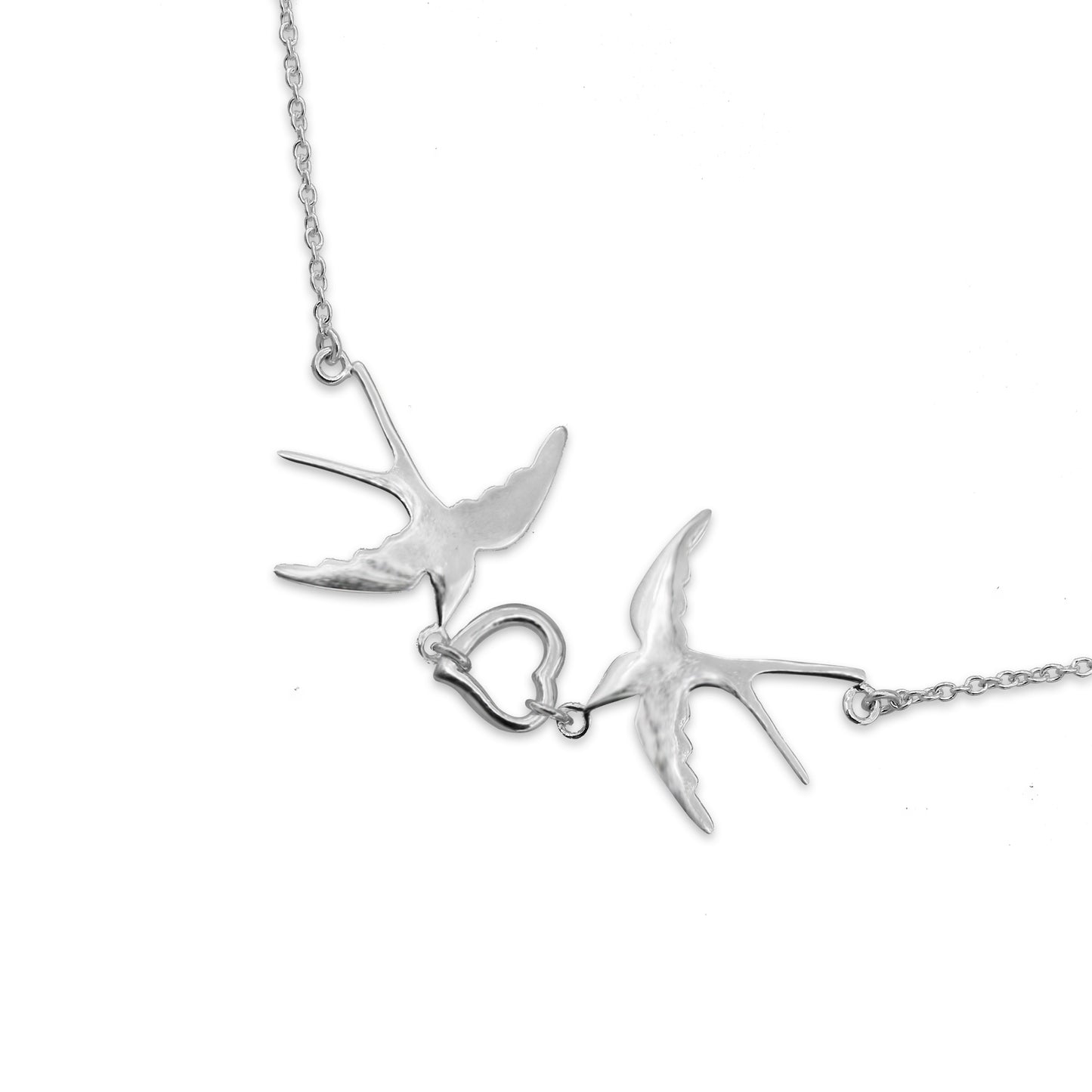 Majesty Flying Bird with Heart 925 Sterling Silver Pendant Necklace | SilverWorks