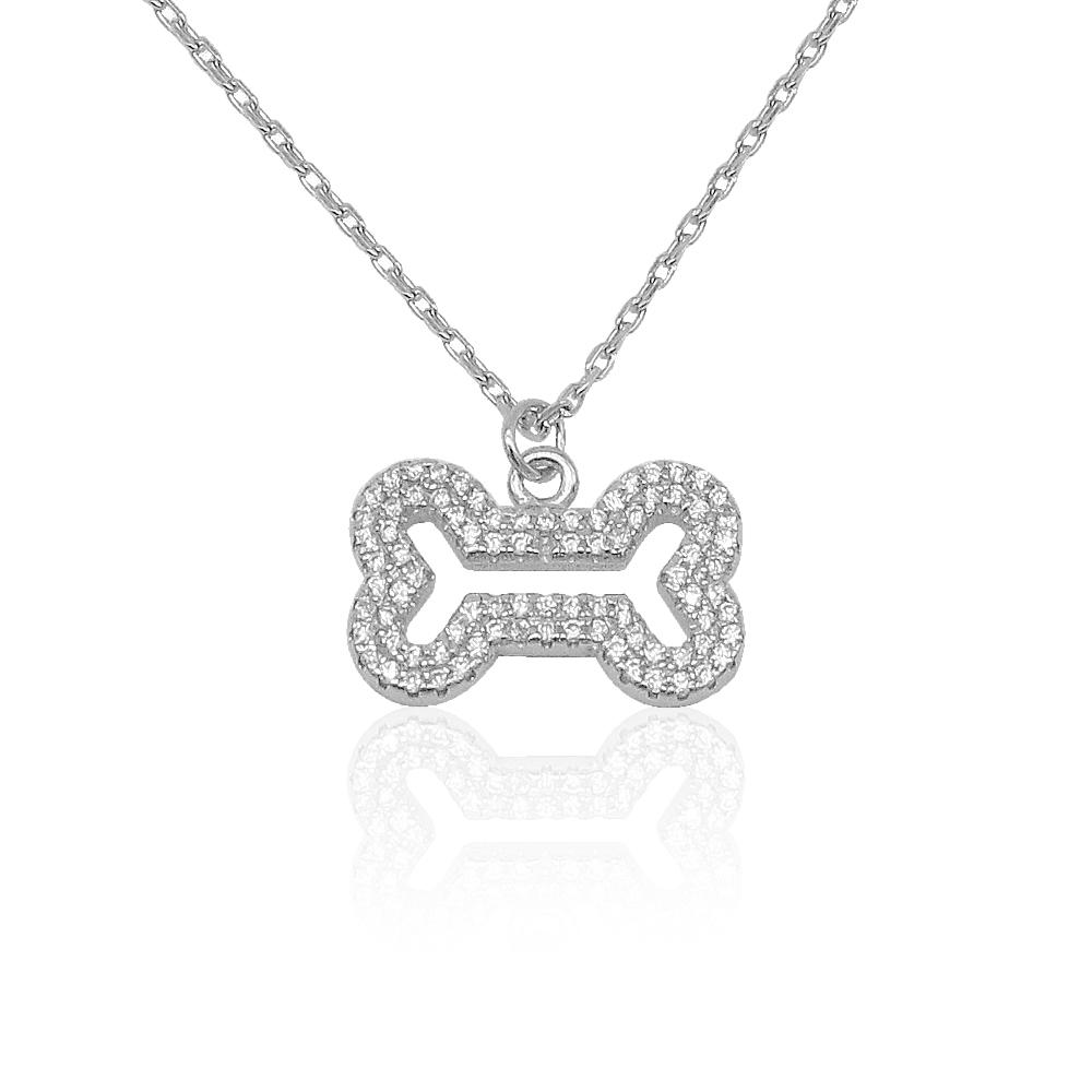 Hedwig Bone Design Silver Necklace
