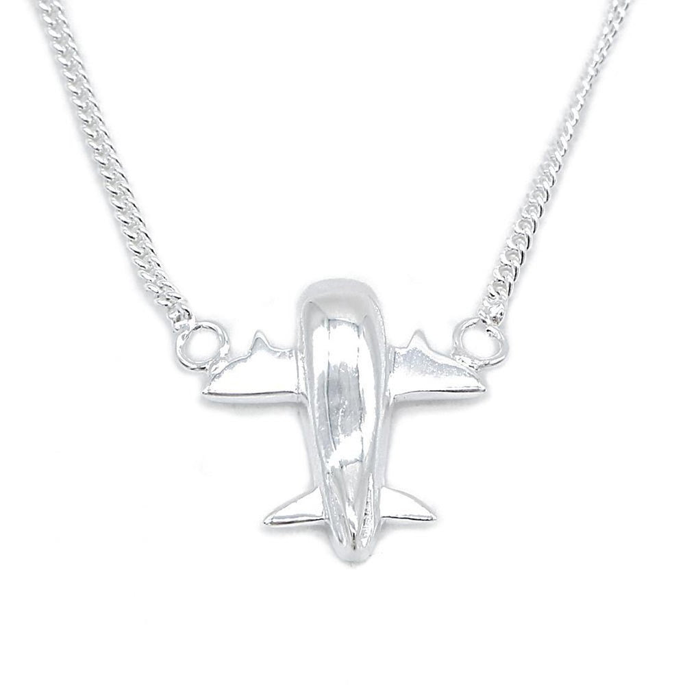 Hildireth Plane Silver Necklace with Curb Chain