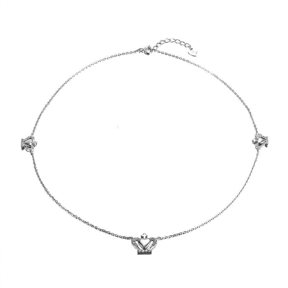 Halyn Heart Crown 925 Sterling Silver Necklace | SilverWorks